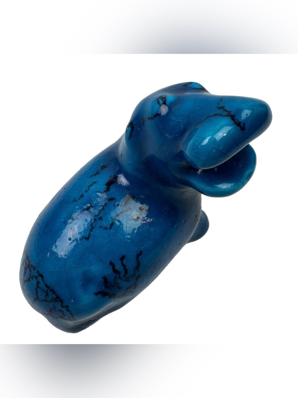 VTG Metropolitan Italian William the Hippo Blue Crackle Ceramic Figurine Pottery